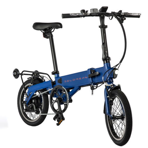 Patented triple folding e-Bike with luggage carrying wheels