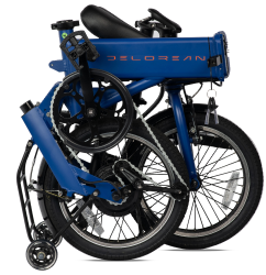 Patented triple folding e-Bike with luggage carrying wheels
