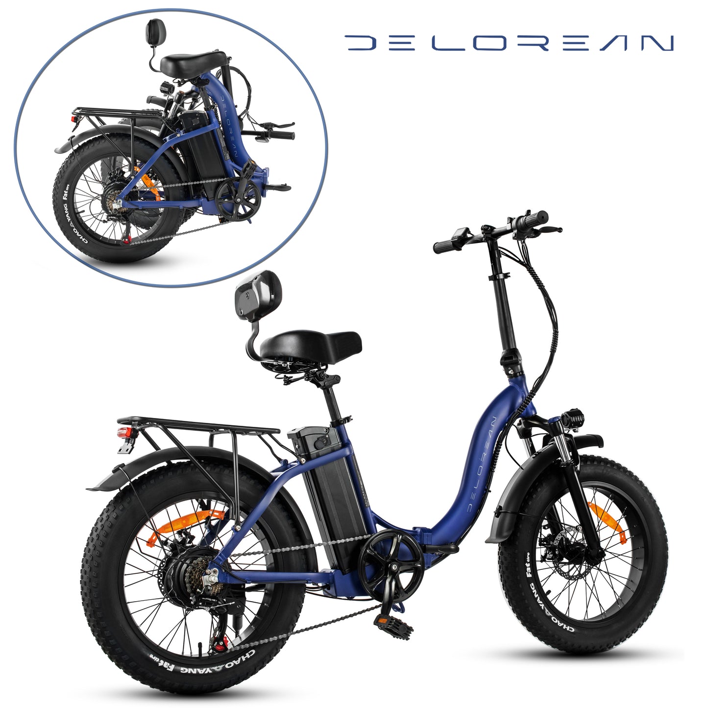 Delorean DM500-Sport Foldable Fat Tire E-Bike (Blue)